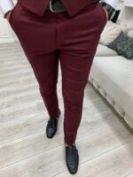 3 Piece Burgundy Slim Fit Wedding Suit