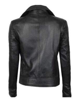 Black Womens Leather Motorcycle Jacket For Sale