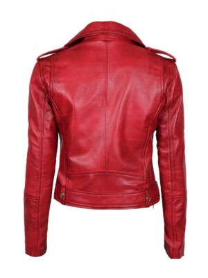 Margaret Red Ladies Motor Bike Leather Jacket For Womens