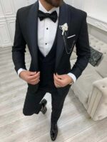 Slim Fit 3 Piece Black Suit for sale