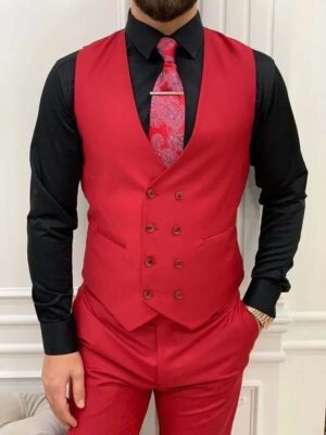 Wedding Red 3 Piece Tuxedo Suit