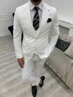 3 Piece Slim Fit Wedding White Suit