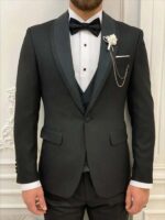 Mens Black Three Piece Slim Fit Wedding Pant