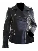 Women Brando Biker Black Leather Jacket