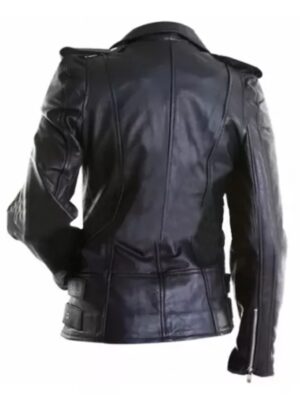 Women Brando Motorcycle Black Leather Jacket For Sale