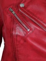 Women Margaret Red Motorcycle Leather Jacket