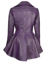 Womens Asymmetrical Zipper Peplum Purple Leather Jacket