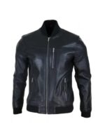 Black Matthew Bomber Leather Jacket