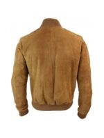 Brown Mens Suede Leather Bomber Jacket