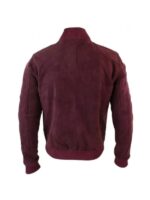 Burgundy Mens Suede Bomber Leather Jacket