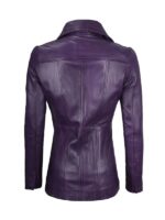 Buy Womens Purple Leather Blazer With Three Button