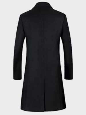 Gentlemen Style Black Wool Trench Coat For Mens