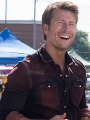 Glen Powell Twisters Tyler Owens Brown Denim Shirt