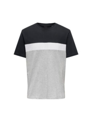 Grey And Black Color Block T-Shirt