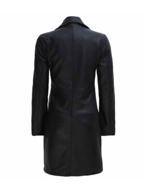 Jackson Leather Car Black Trench Coat For Women