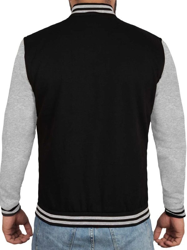 Men And Women Black and Grey Varsity Letterman Jacket