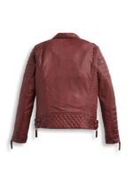 Men Red Leather Biker Jacket