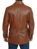 Mens 4 Pockets Brown Leather Blazer