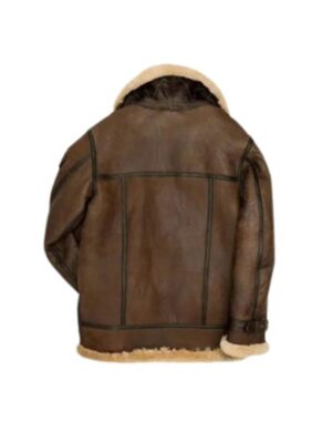 Mens Aviator Brown Bomber B3 Shearling Leather Jacket