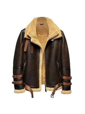 Mens B3 Shearling Flight Leather Jacket Brown