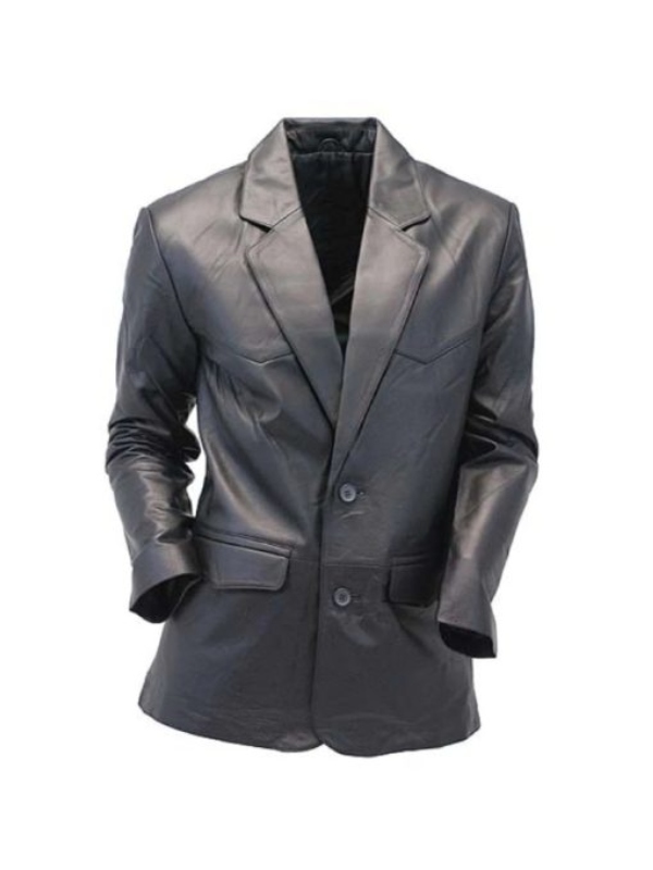 Men’s Black Leather Blazer