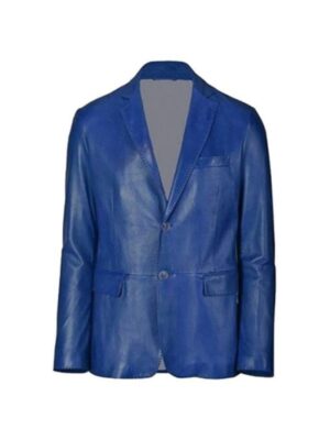 Men’s Blue Leather Blazer