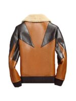 Mens Brown Bomber Leather Sheepskin Flying Shearling Jacket