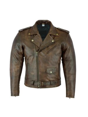 Mens Brown Brando Biker Jacket