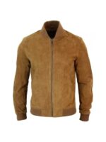 Mens Brown Suede Bomber Jacket