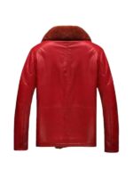 Mens Classic Red Shearling Leather Jacket