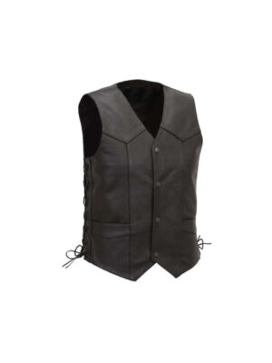 Men’s Classic Style Black Leather Vest