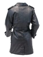 Mens Double Breasted Black Leather Trench Coat