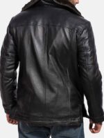 Mens Faux Fur Aviator Leather Coat