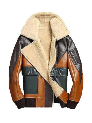 Mens Flying Leather Shearling Brown Jacket