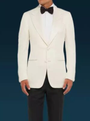 Mens Ivory Peak Lapel Dinner White Jacket