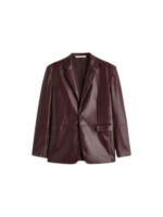 Mens Maroon Leather Blazer