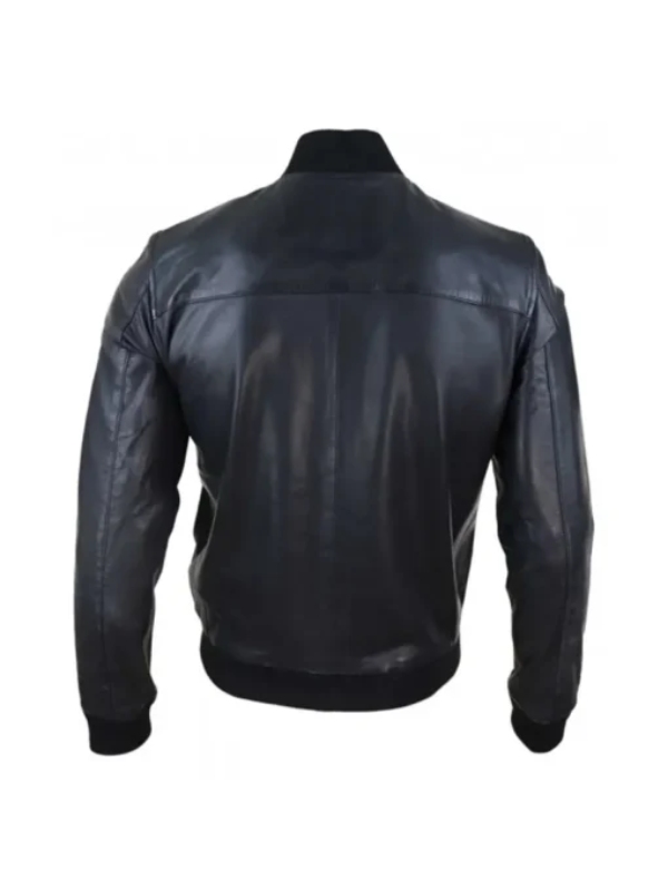 Mens Matthew Black Bomber Leather Jacket