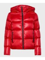 Mens Red Puffer Hooded Jacket