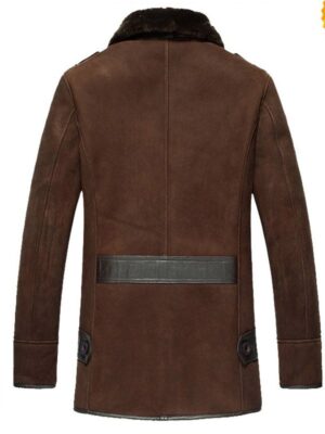 Mens Shearling Reacher Style Sheepskin Leather Brown Coat