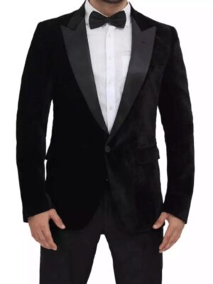 Mens Velvet Black Tuxedo with Peak Lapel