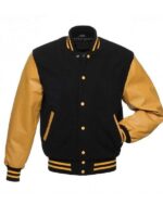 Mens and Womens Black & Yellow College Letterman Varsity Jacket