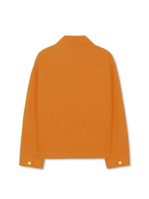 ORANGE Hidden Button Cotton Trucker Jacket