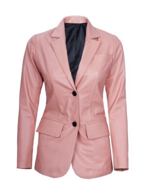 Pink Color Womens Leather Blazer Jacket For Sale