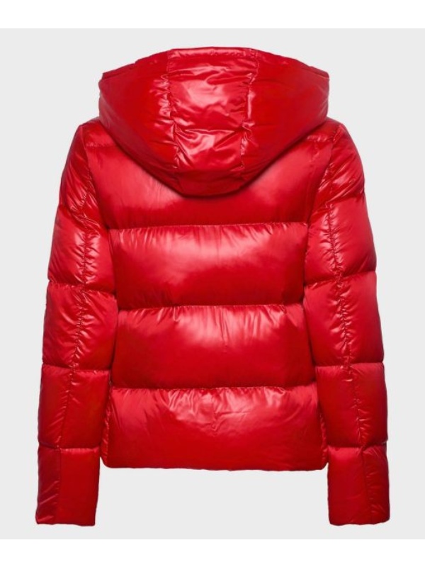 Red Winter Parachute Hooded Mens Puffer Jacket