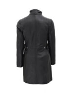 Shop Black Leather Hooded Shearling Coat For Women