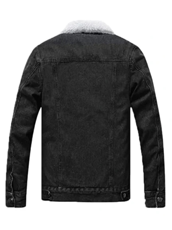 Shop Mens Black Sherpa Denim Jacket