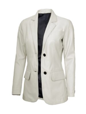 Shop White Two Button Womens Leather Blazer