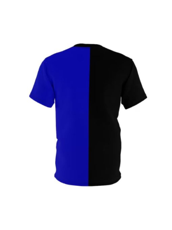 Unisex Blue And Black Color Block T-Shirt