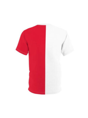 Unisex White And Red Color Block T-Shirt