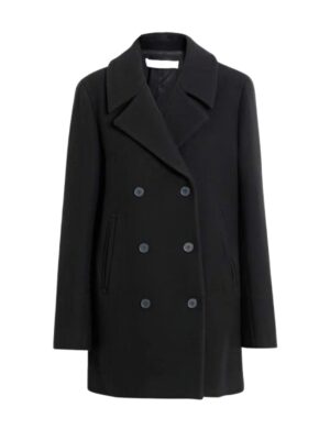 Womens Black Shalon Double Breasted Wool Coat